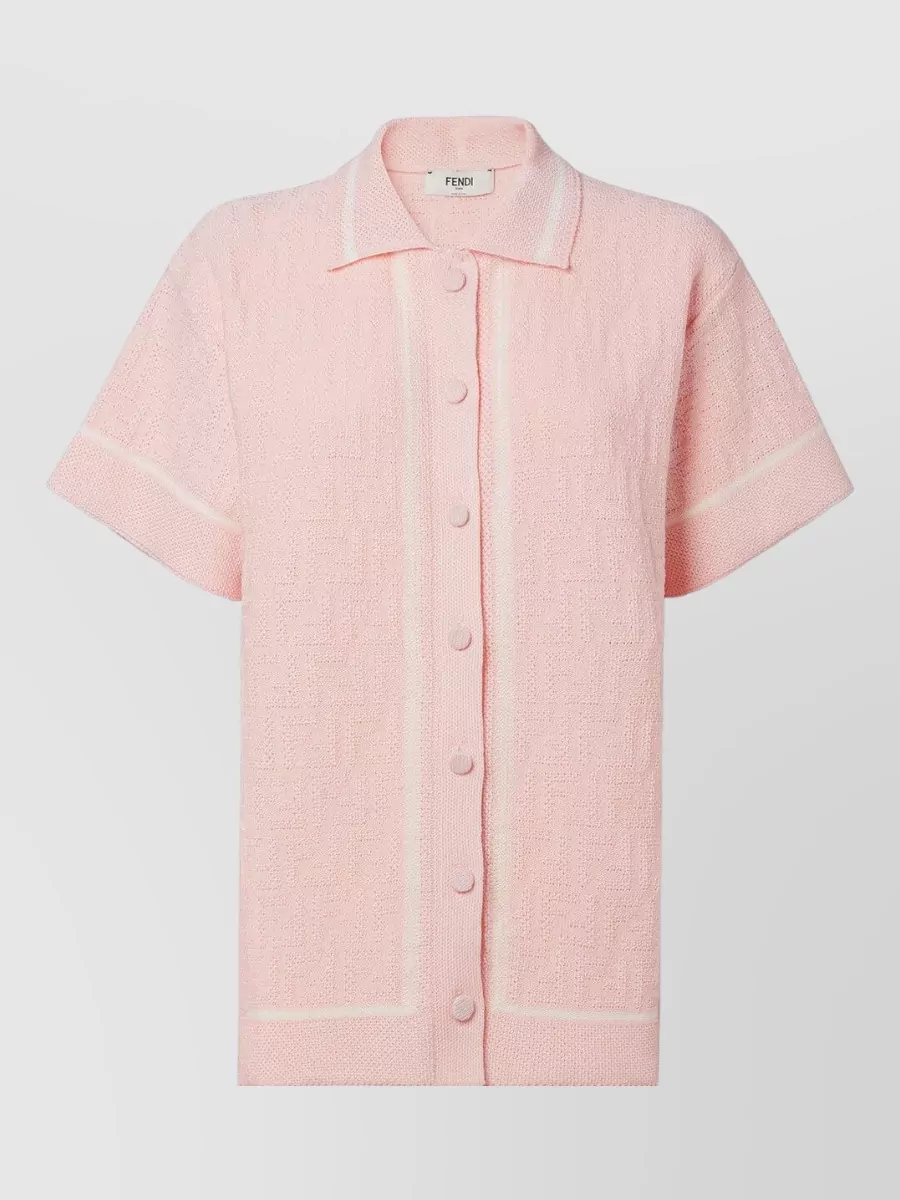 Fendi cotton crochet short-sleeve polo shirt