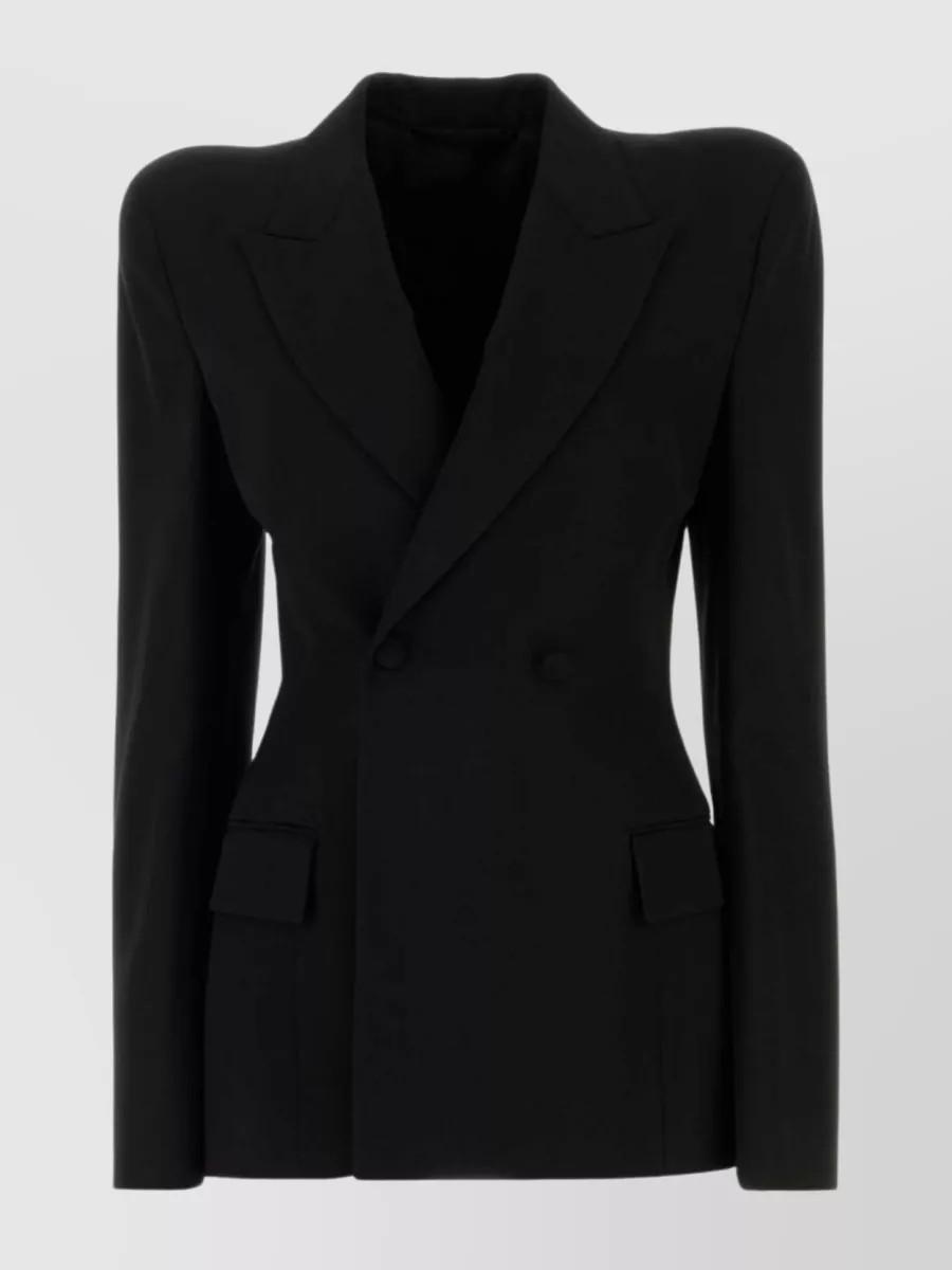 Shop Balenciaga Structured Double-breasted Blazer With Flap Pockets In Black
