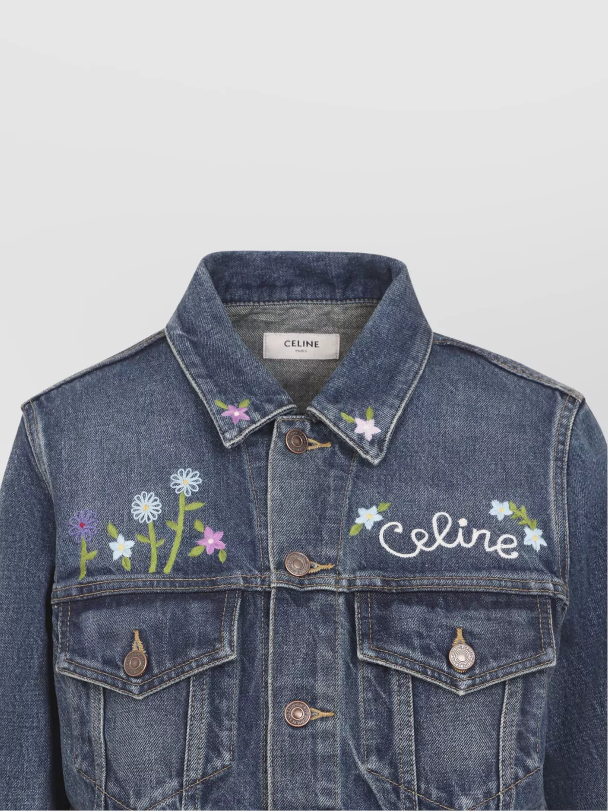 Celine Vintage Inspired Denim Jacket Pockets