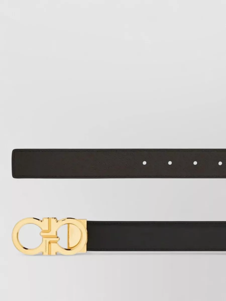 Ferragamo Reversible Gancini Belt In Grained Leather
