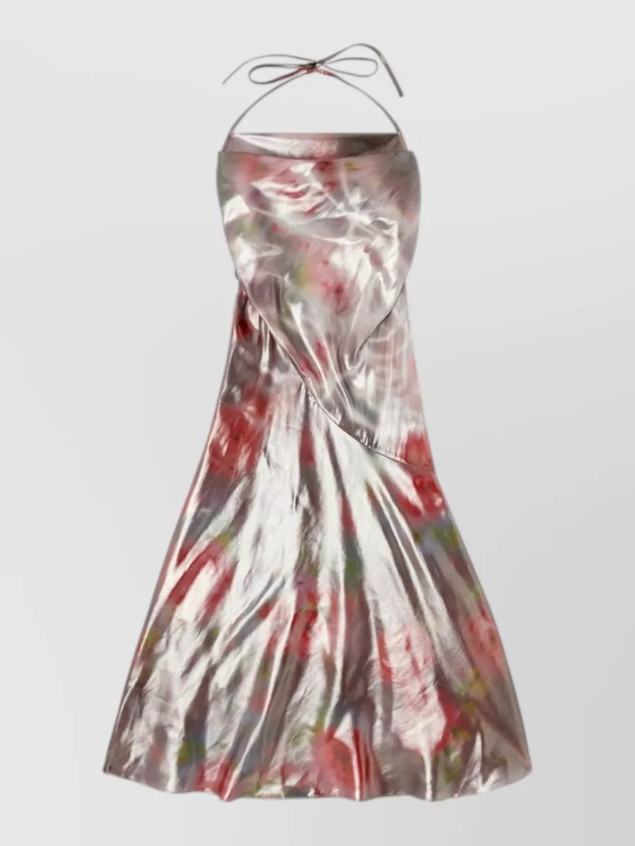 Diesel Floral Print Halterneck Open Back Midi Dress