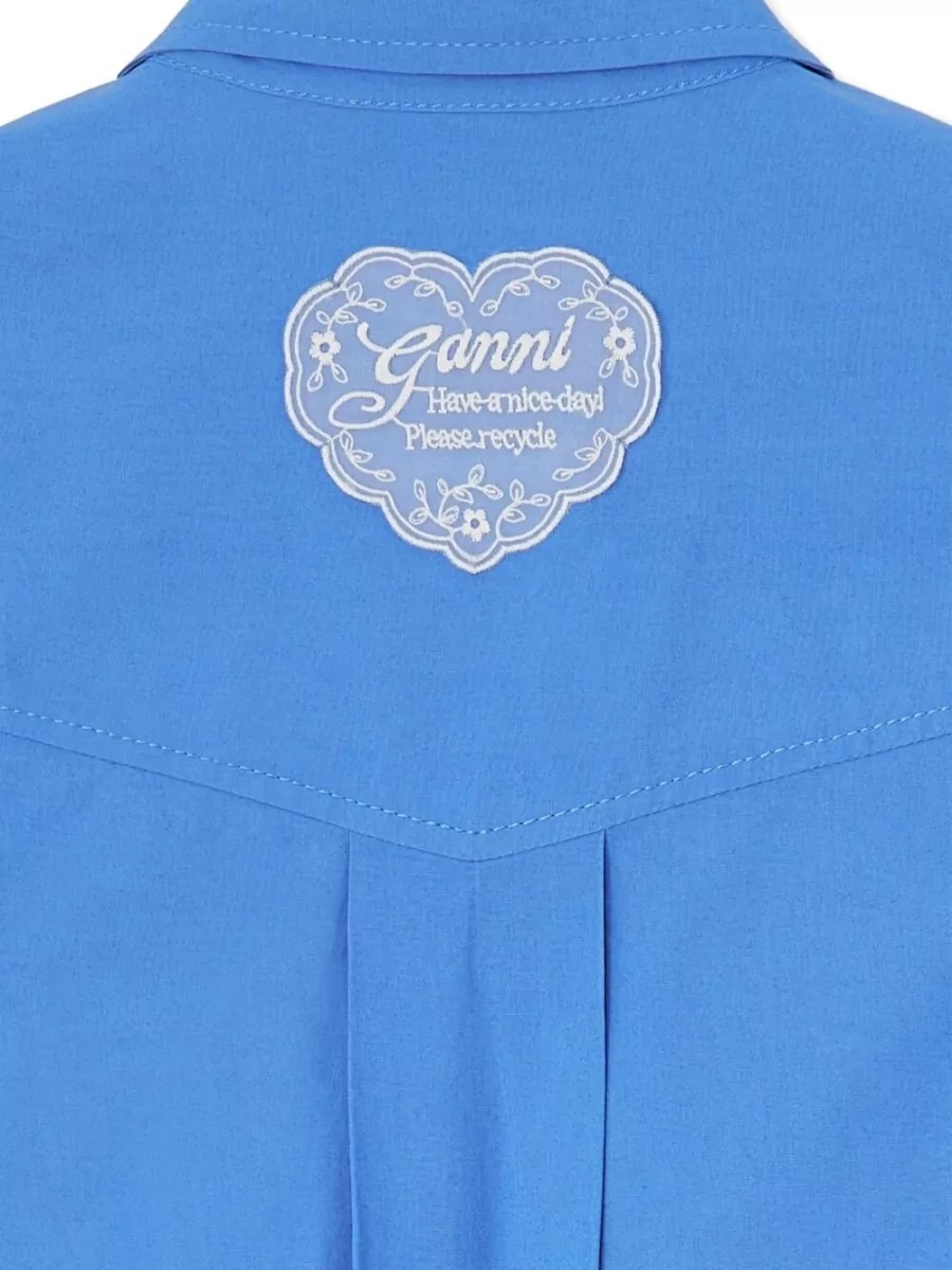 Ganni Cropped Cotton Shirt Jacket