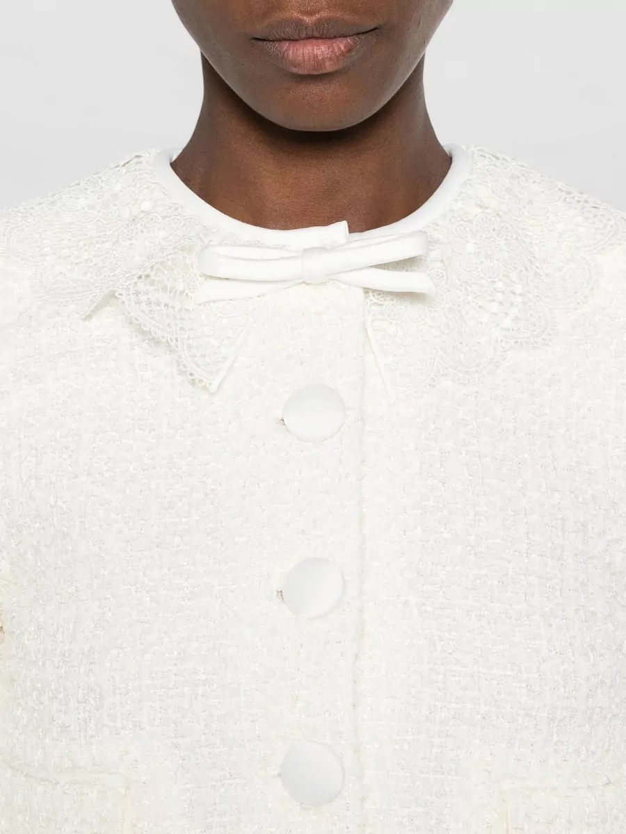Self-Portrait Bouclé Lace-Trim Suit Jacket