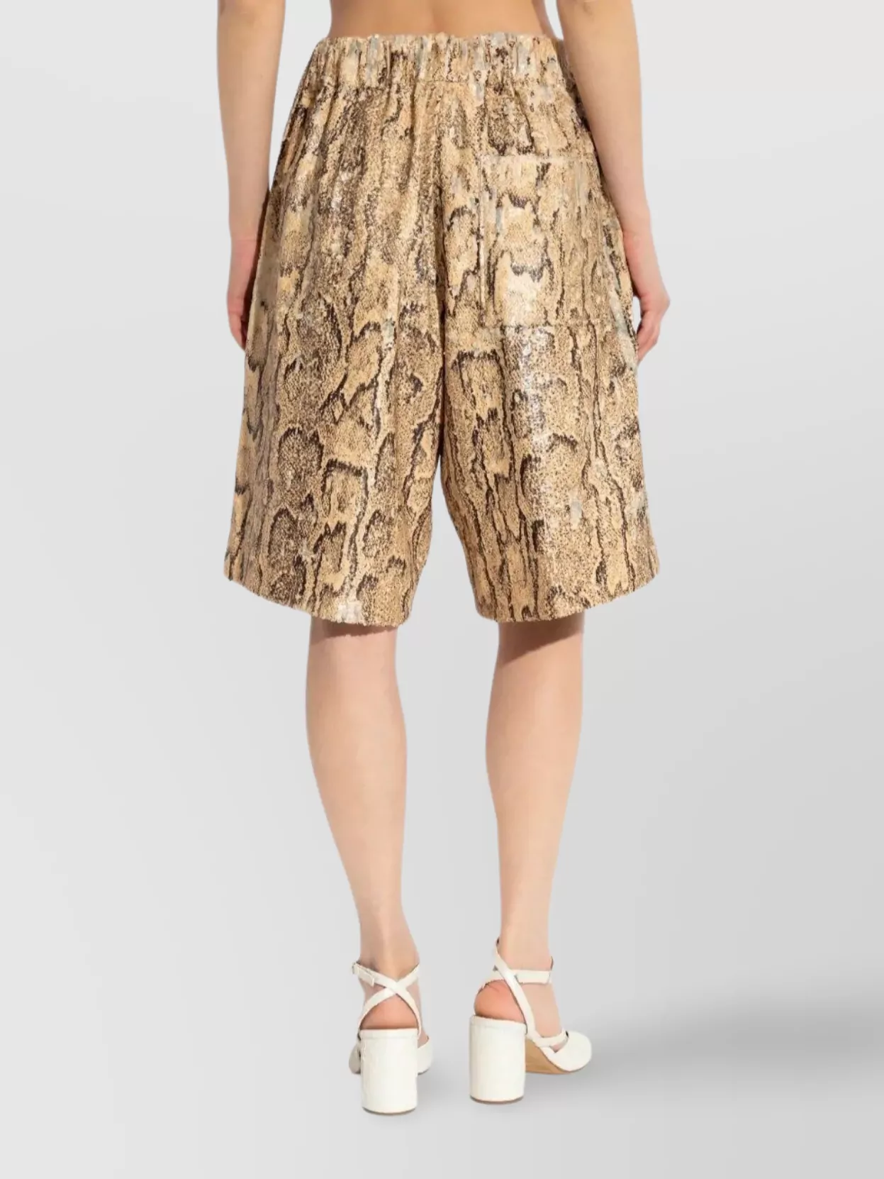 Shop Dries Van Noten Animal Print Sequin Embellished Knee-length Shorts