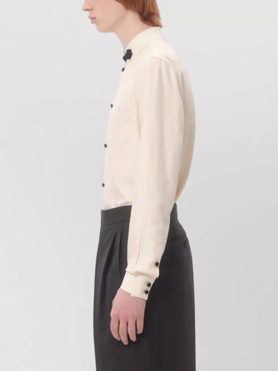 Valentino Long Sleeve Silk Shirt With Decorative Detail