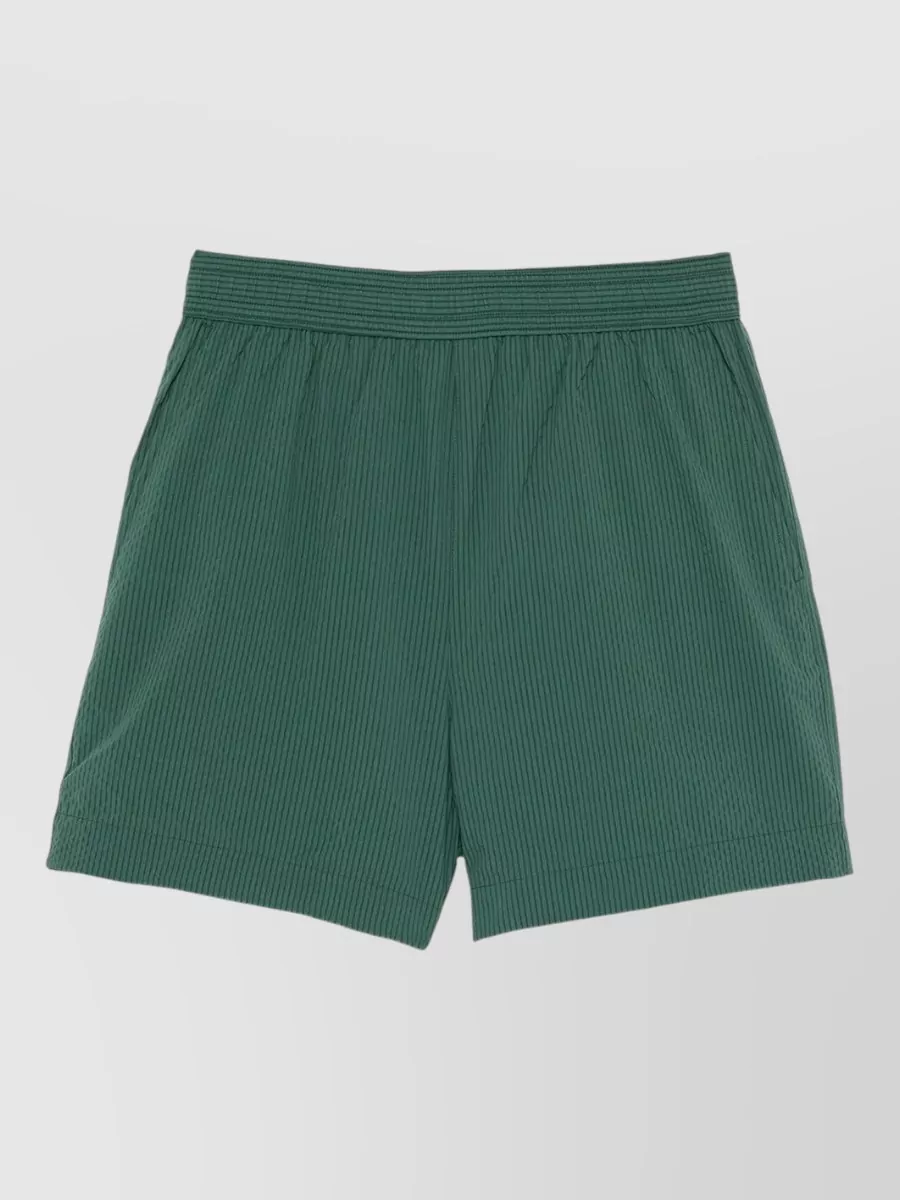 Maison Kitsuné striped seersucker swim shorts