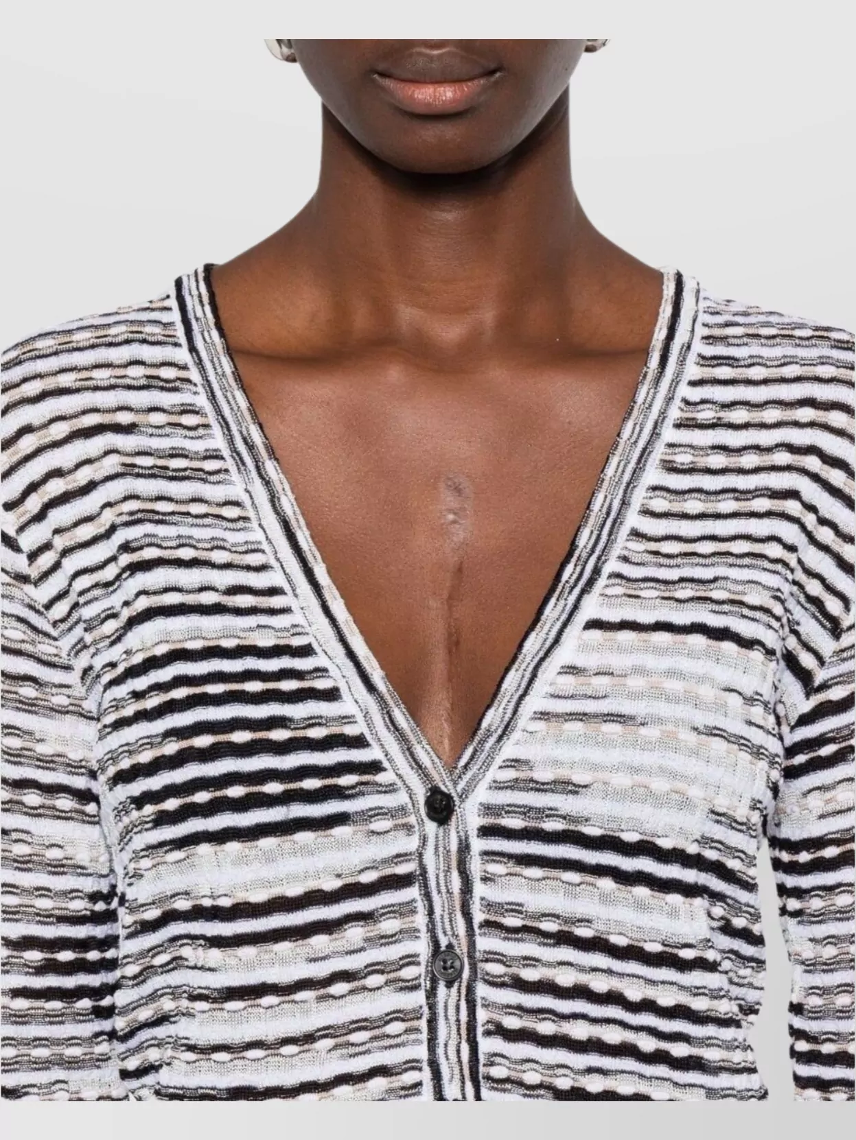 Missoni Striped V-Neck Long Sleeve Knit Cardigan