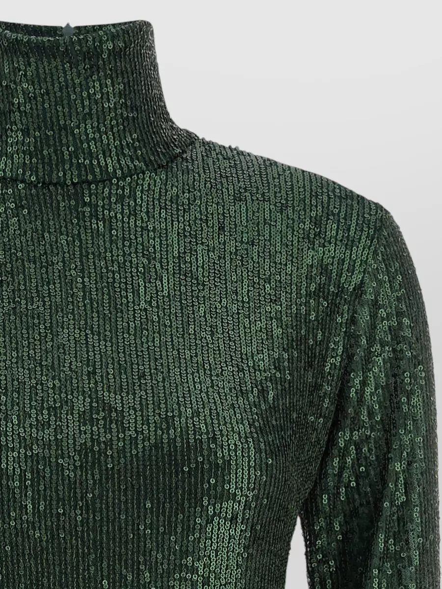 Norma Kamali Sequin High-Neck Long-Sleeve Mini Dress
