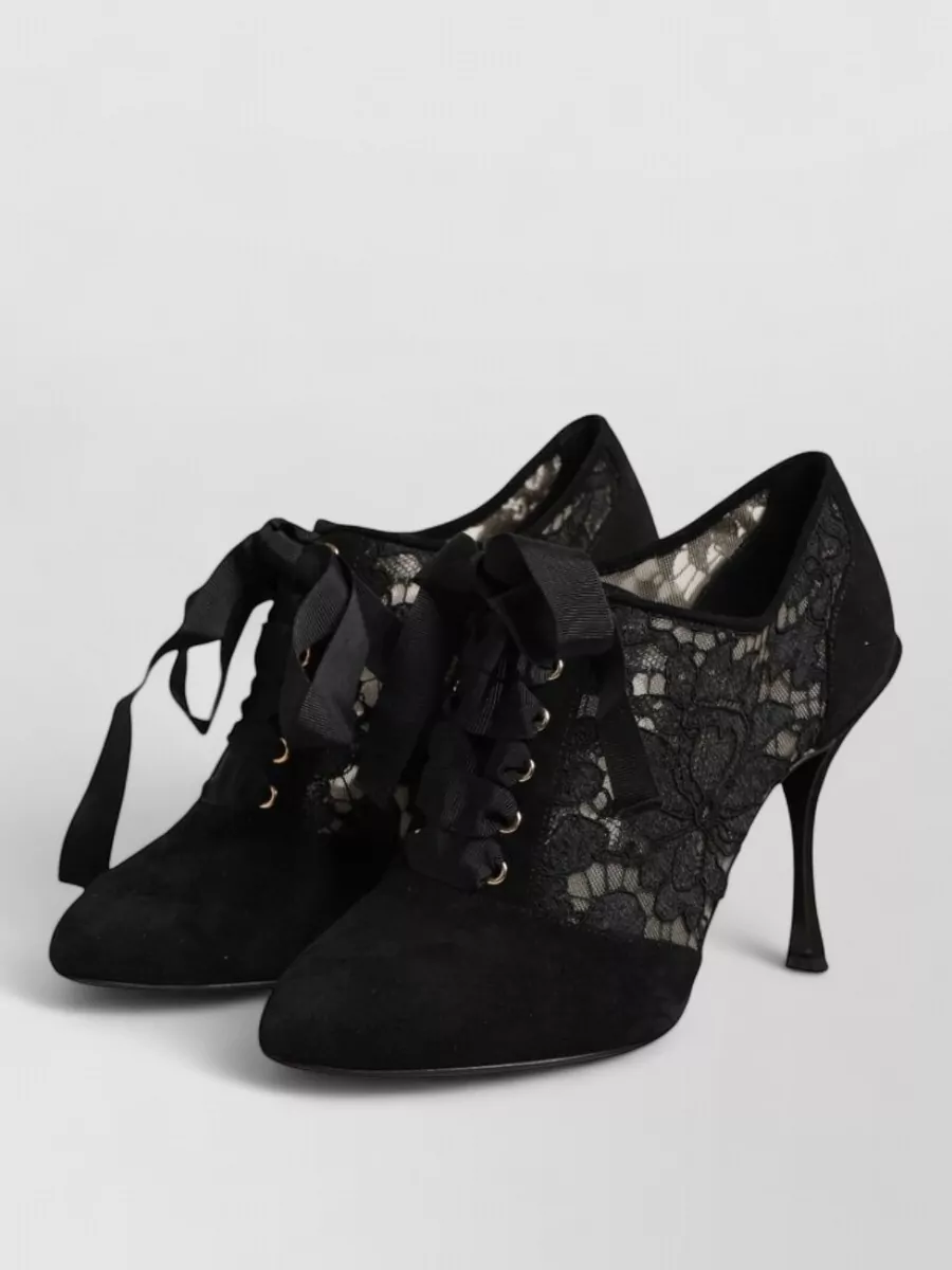 Dolce&Gabbana Leather Floral Lace-Up Pumps