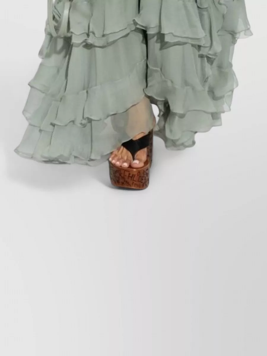 Chloé silk sleeveless v-neck ruffled maxi dress