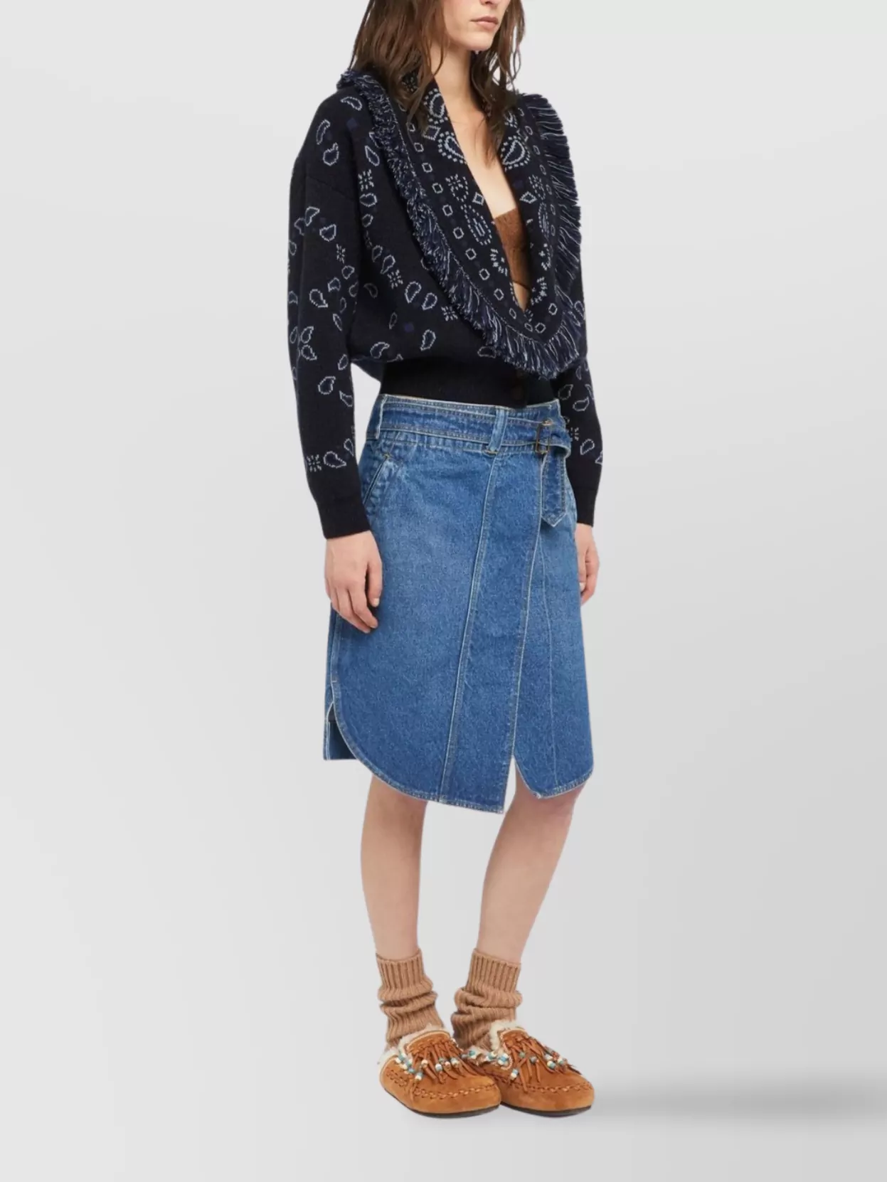 Alanui Fringe Detailing Bomber Jacquard Bandana In Blue