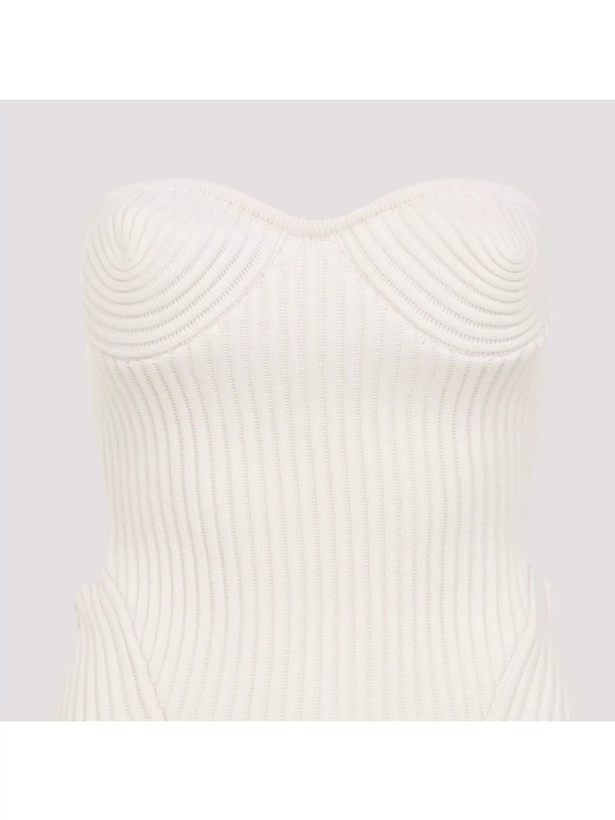Jean Paul Gaultier Merino Wool Ribbed Stretch Strapless Top In White