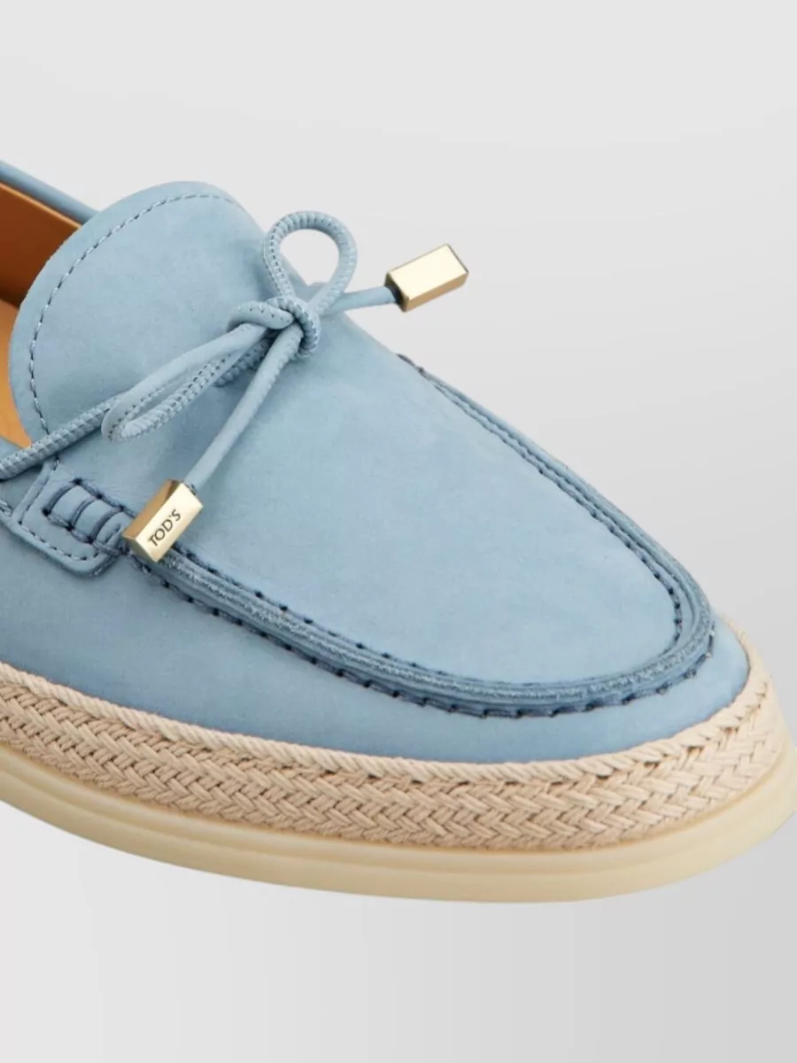 Tod's Suede Loafers Bow Detail Espadrille Sole