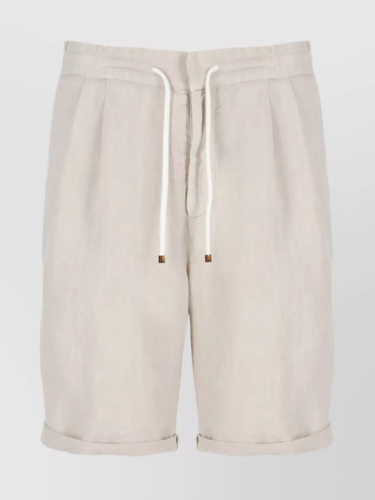 Brunello Cucinelli Drawstring Waist Linen Bermuda Shorts In Neutral
