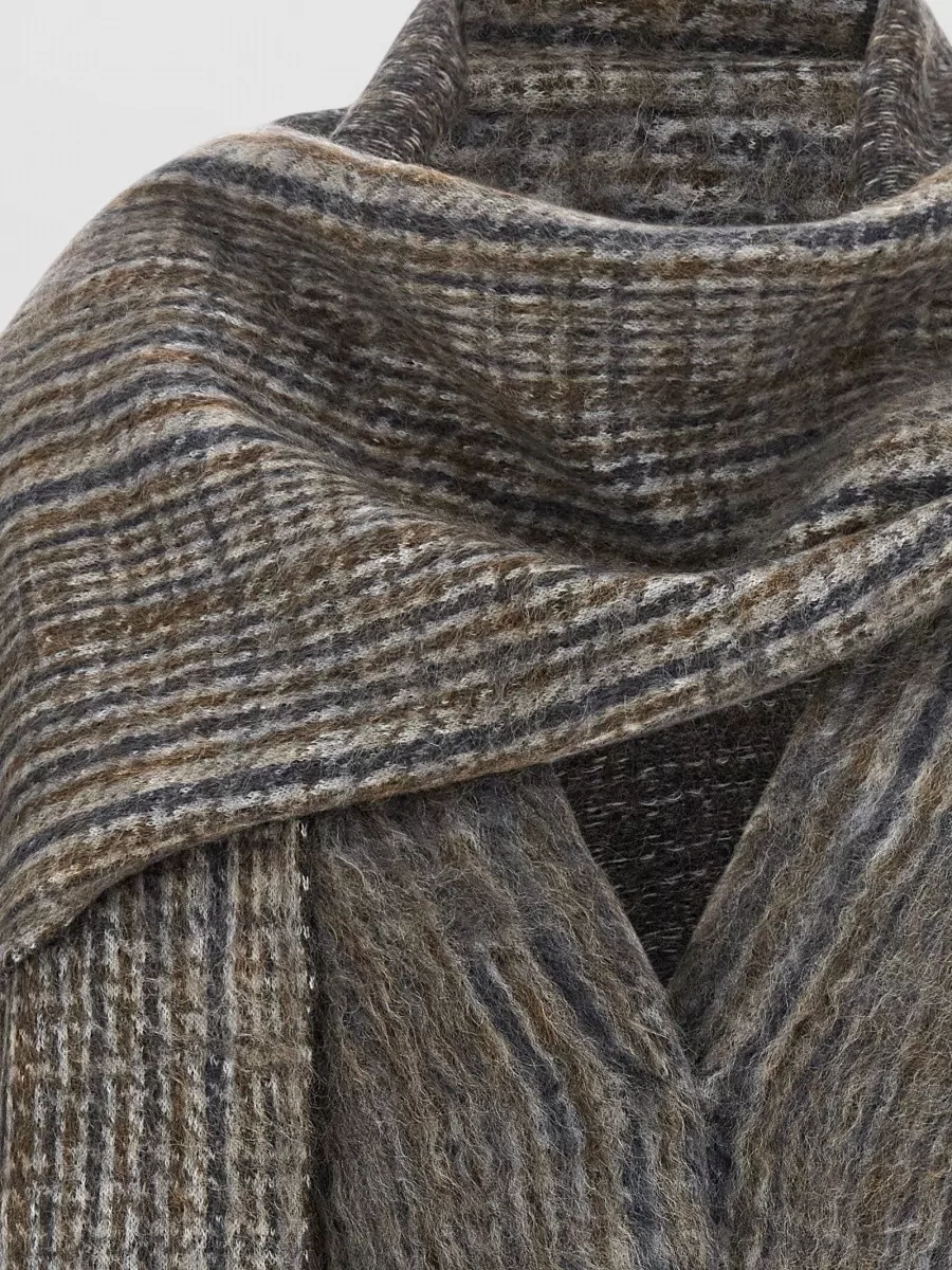 Brunello Cucinelli Mohair-Blend Prince Of Wales V-Neck Cardigan
