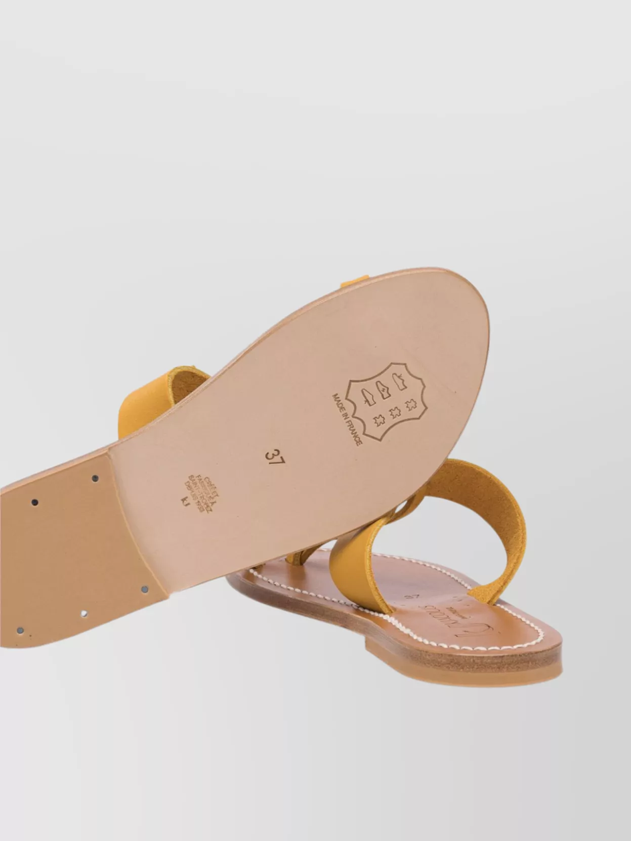 K. Jacques Toe Loop Leather Sole Flat Sandals