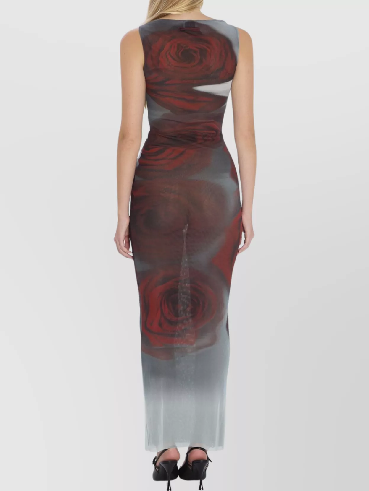 Jean Paul Gaultier Floral Maxi Dress With Blurry Roses Print In Multi