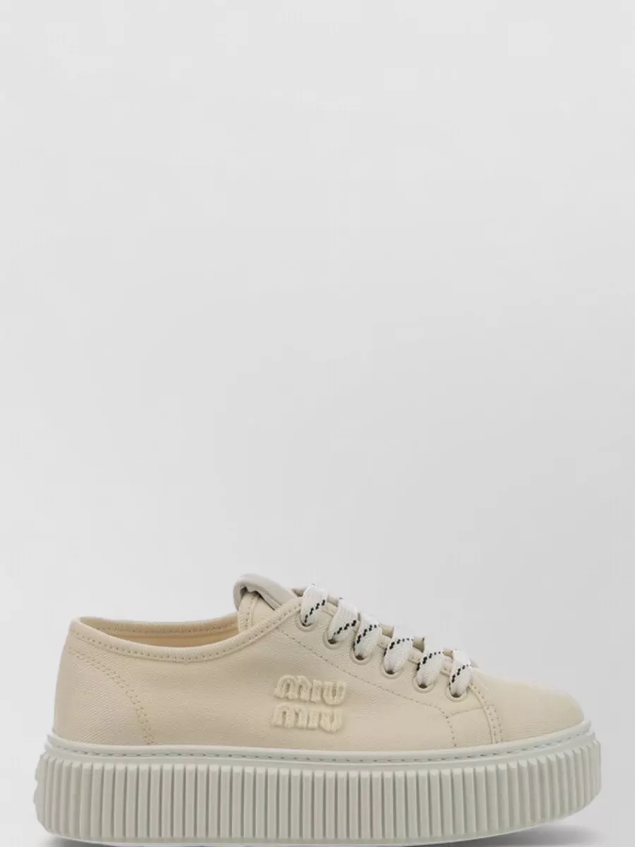 Miu Miu Canvas Lace-Up Sneakers
