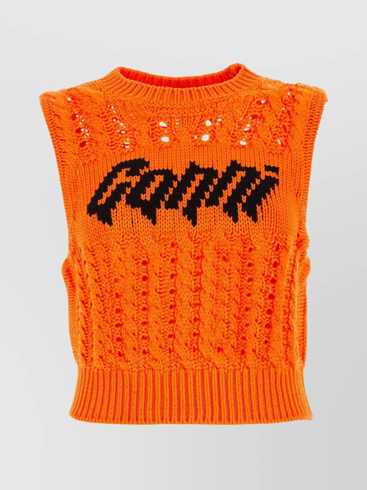 Ganni Sleeveless Open Knit Ribbed Hem