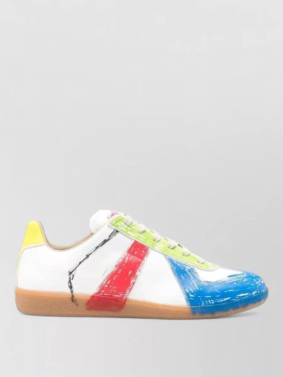 Maison Margiela leather paint-splatter low-top sneakers