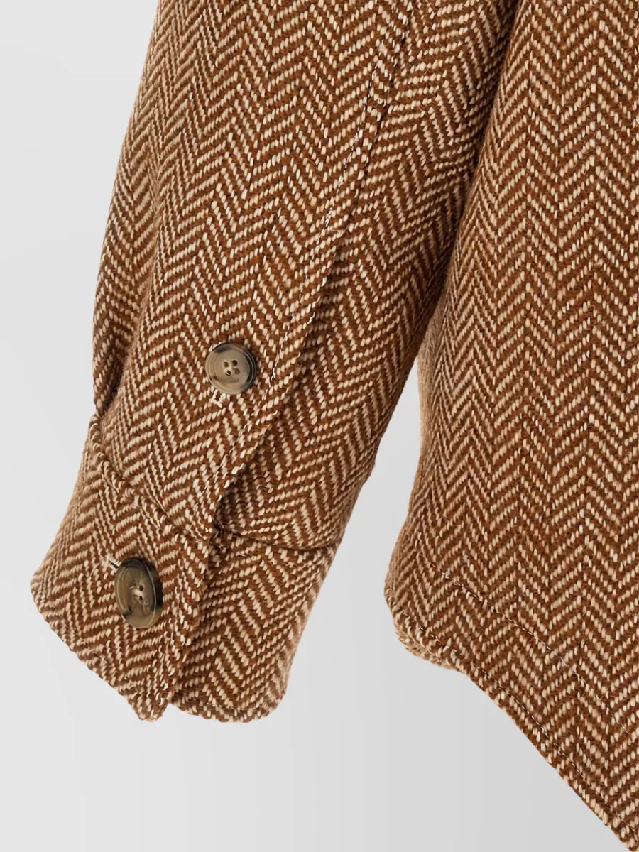 Ami Paris Virgin Wool Chevron Single Breasted Coat