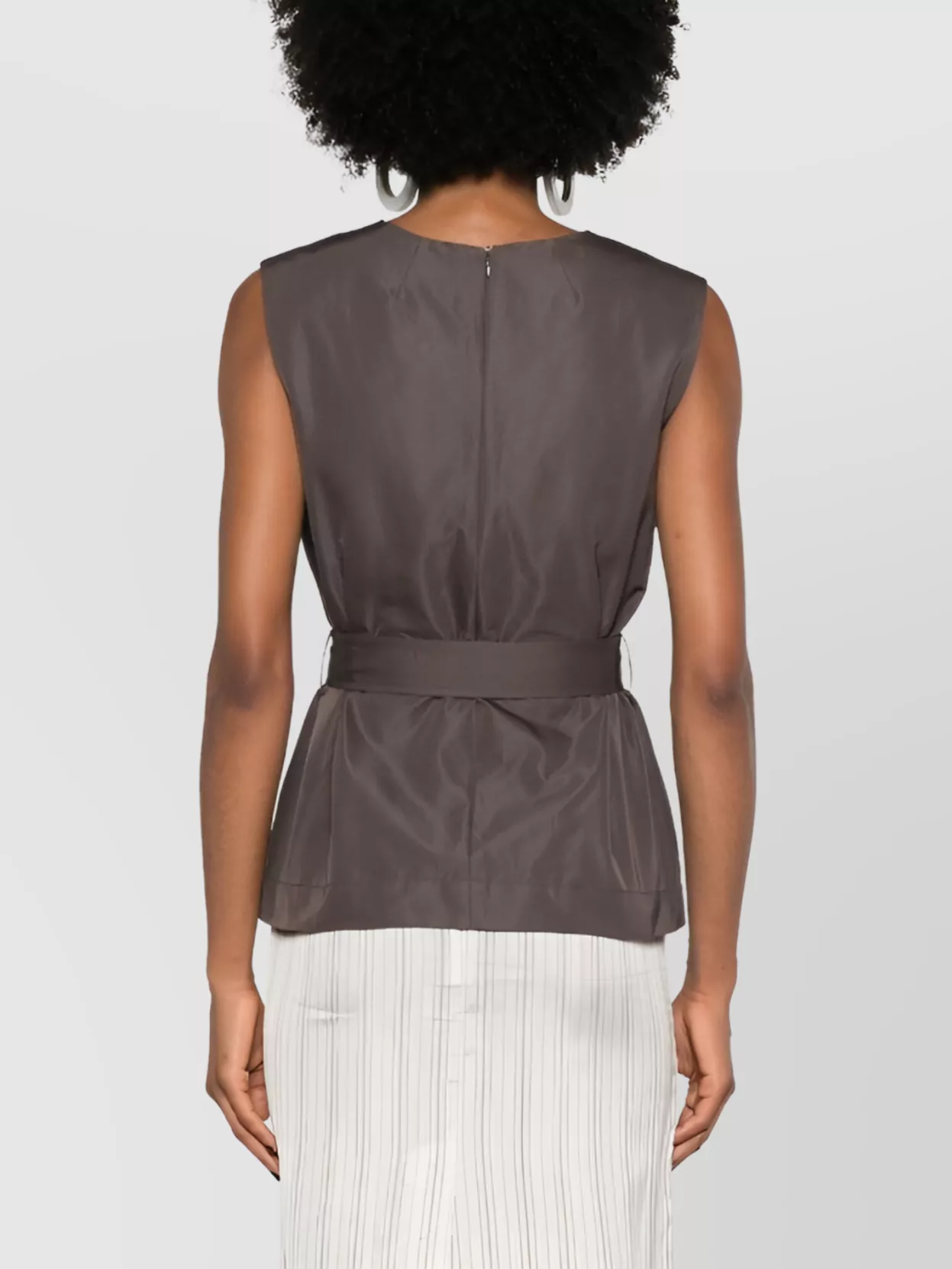 Parosh Sleeveless Top With Belted Waist And Pockets