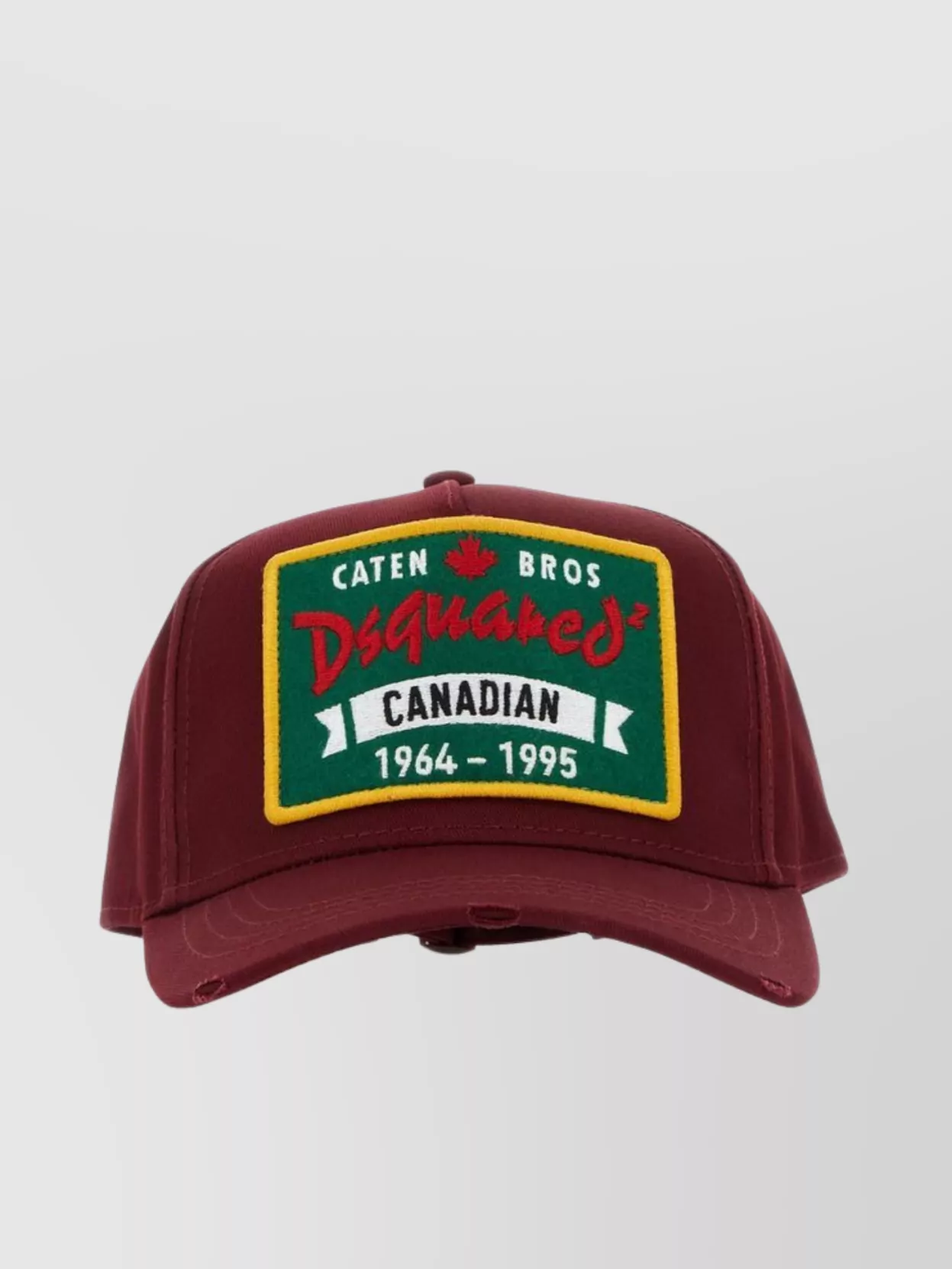Shop Dsquared2 Curved Visor Cotton Cap With Logo Patch In Burgundy