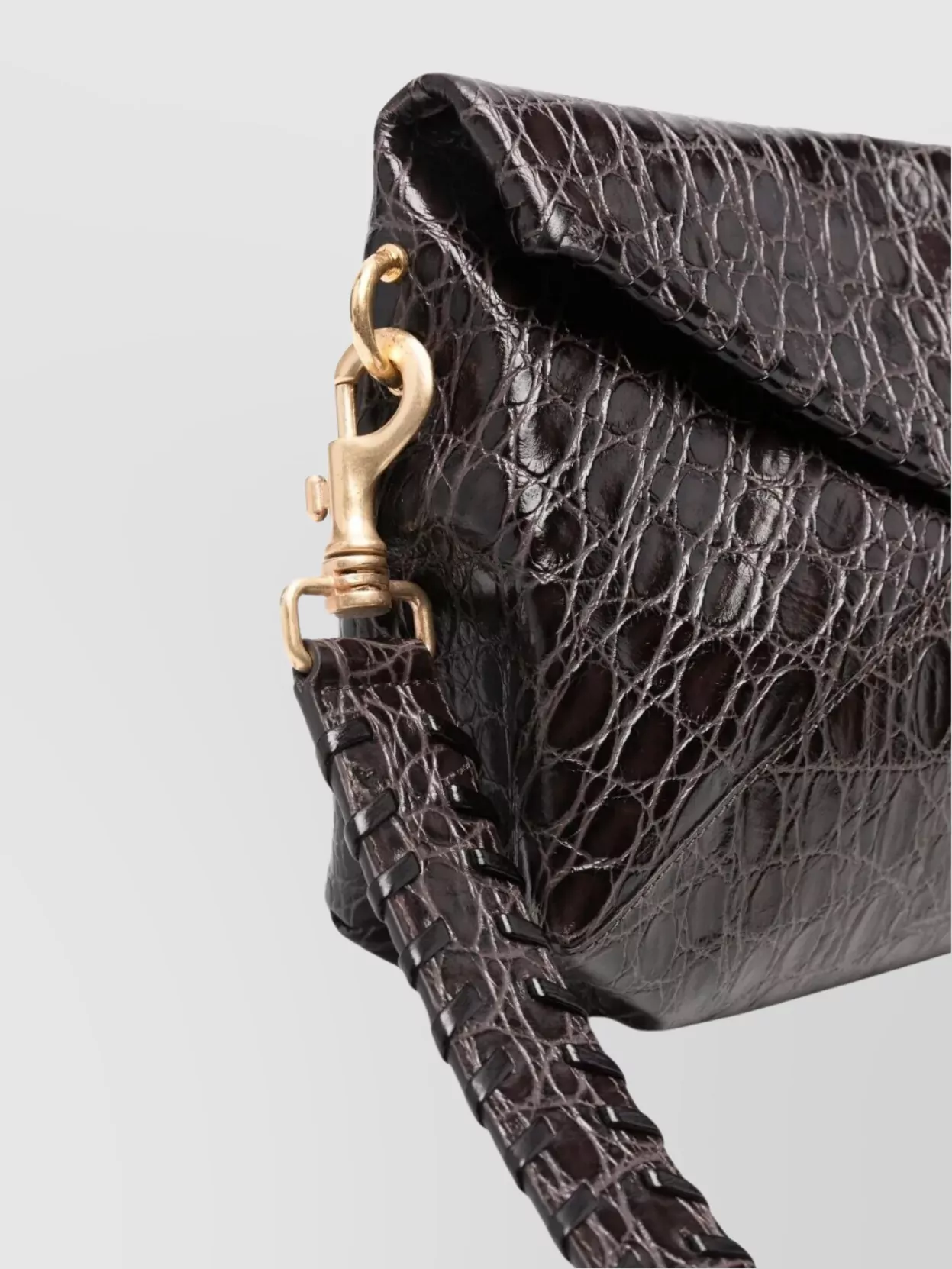 Dries Van Noten Crocodile Effect Shoulder Bag Detachable Strap