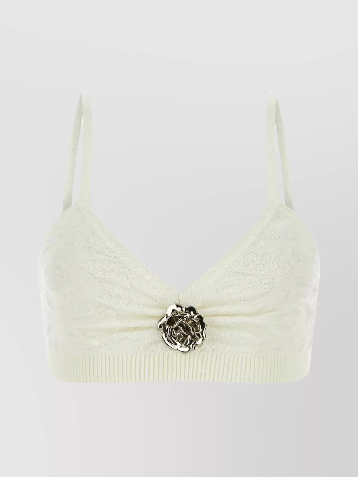 Shop Blumarine Crop Top With Delicate Straps And Floral Accents
