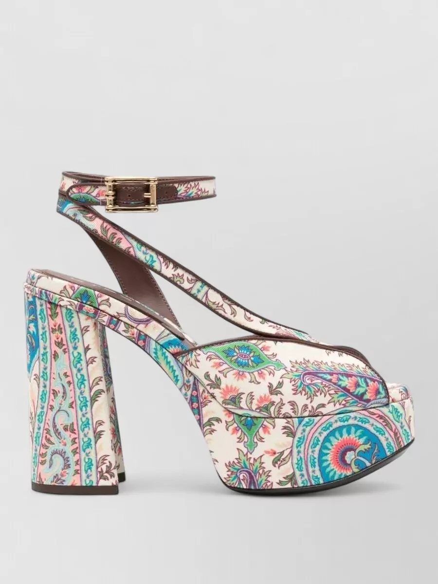 Etro leather paisley-print platform sandals