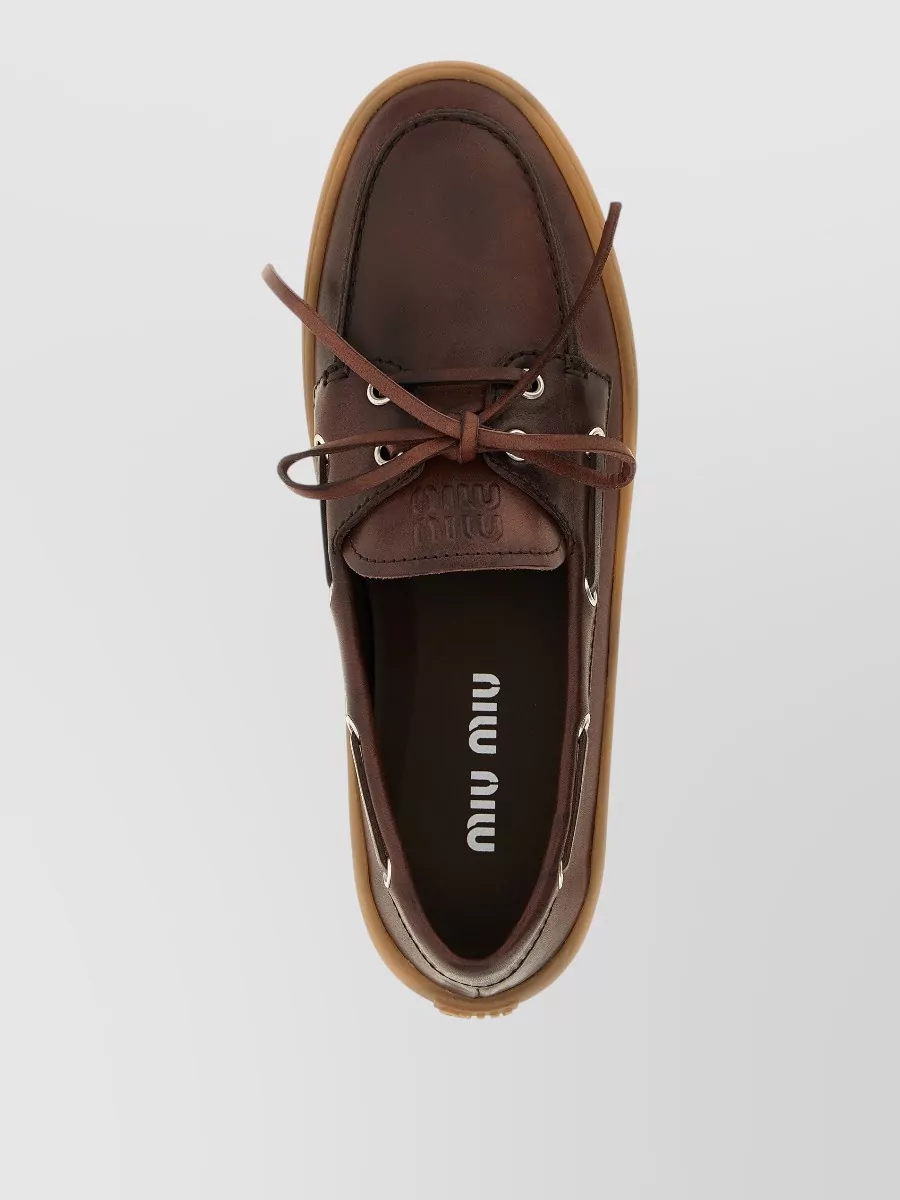 Miu Miu Leather Lace-Up Loafers