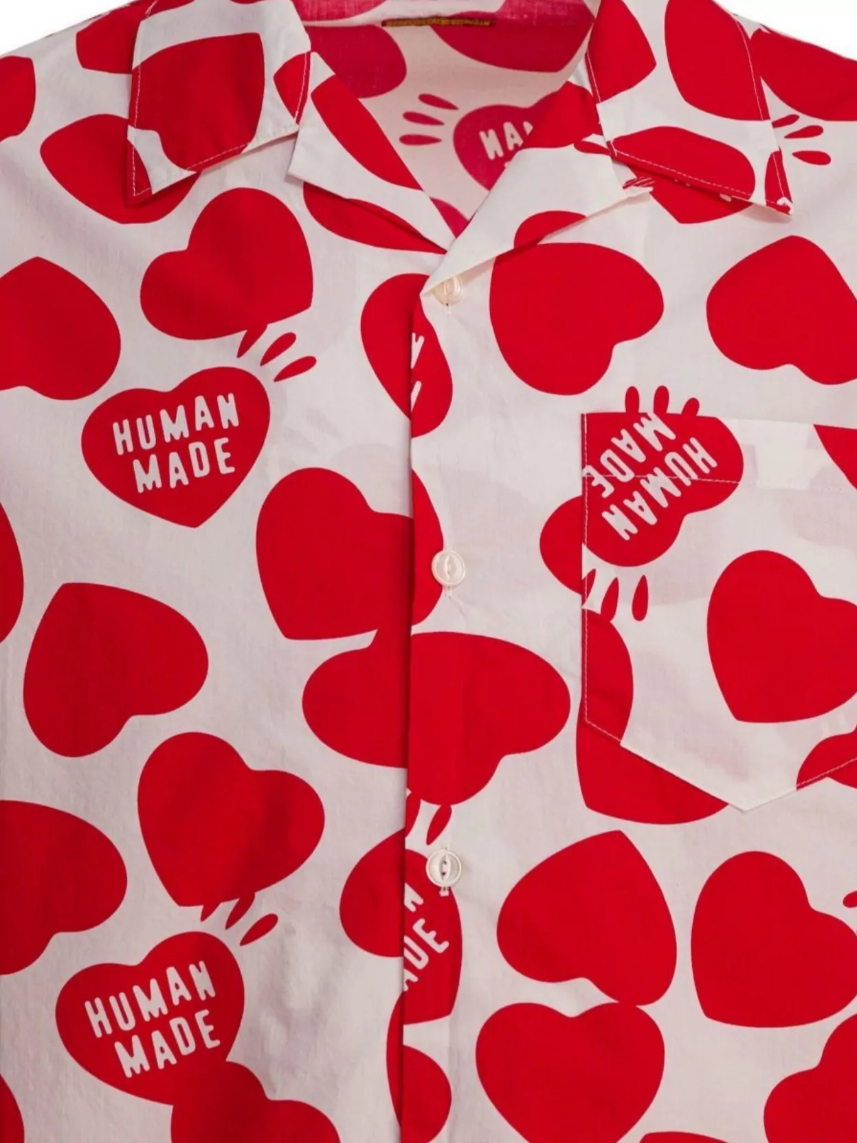 Human Made Heart Print Short Sleeve Button Down Shirt