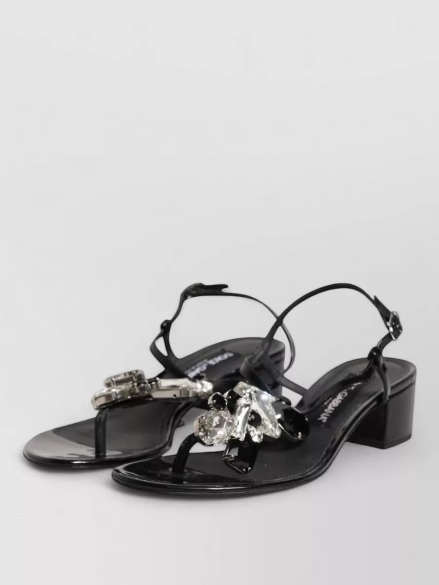Dolce&Gabbana Leather Crystal Ankle-Strap Sandals