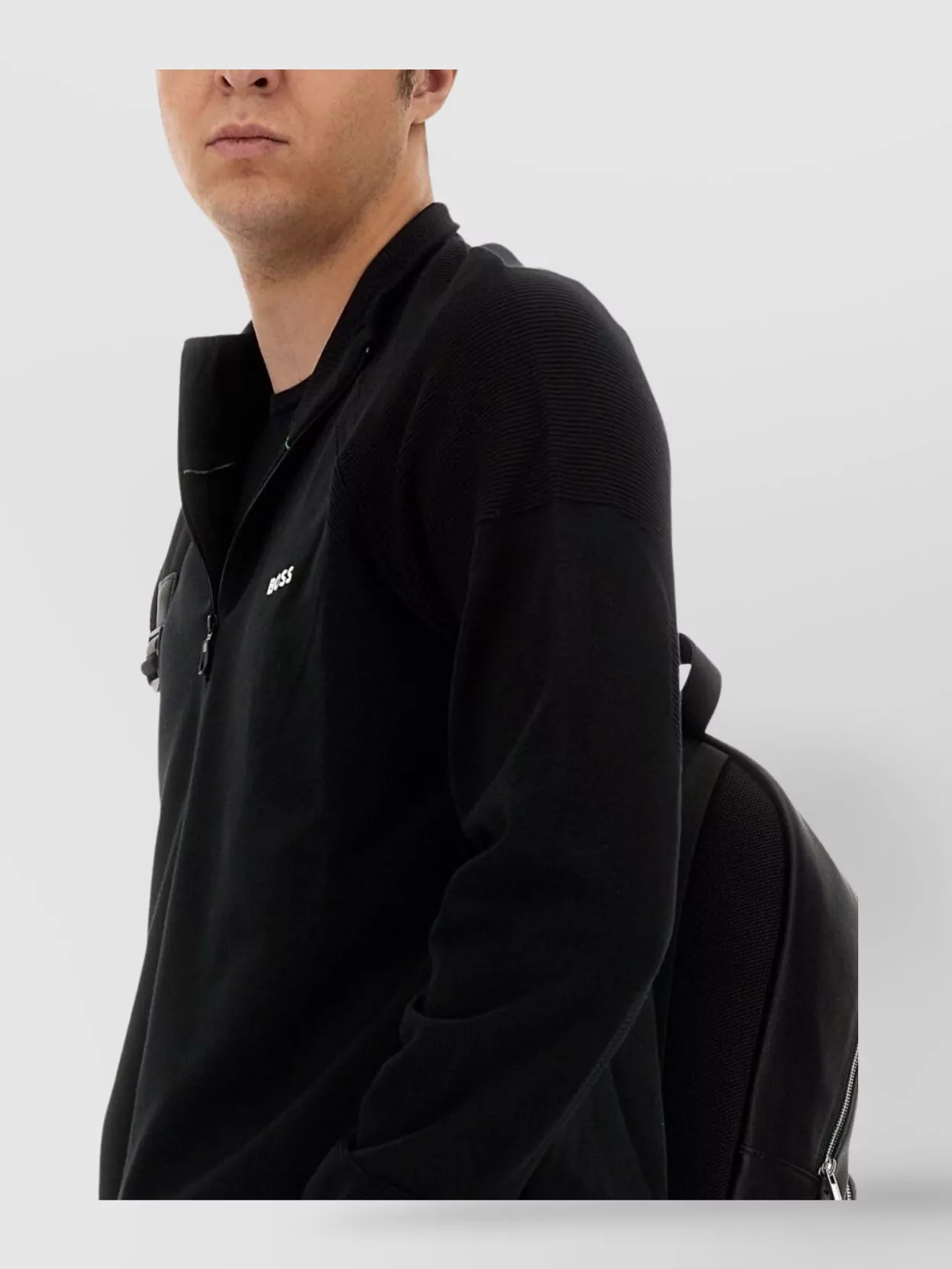 HUGO BOSS LOGO SWEATSHIRT WITH RIBBED CUFFS AND HEM