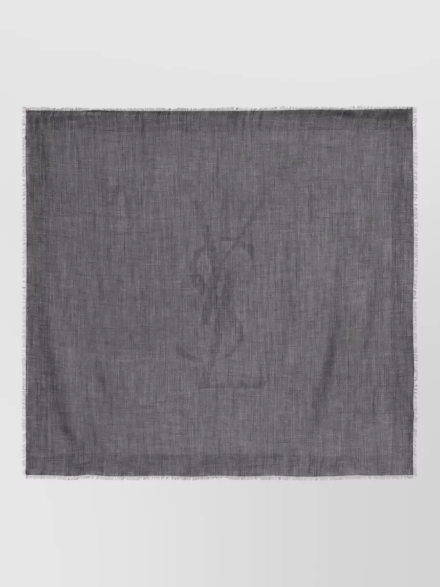 Saint Laurent silk cashmere wool fringed scarf