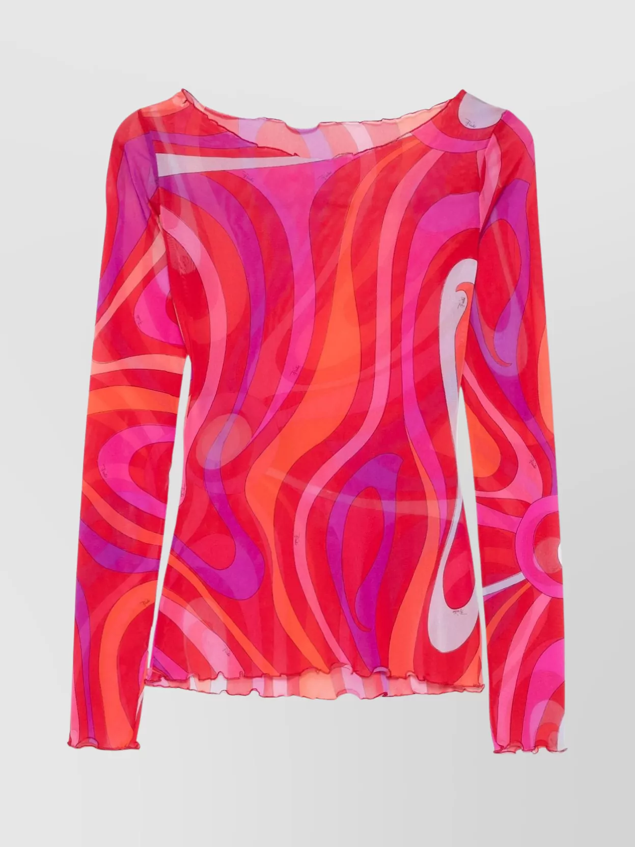 Pucci Boat Neckline Sheer Top With Abstract Pattern