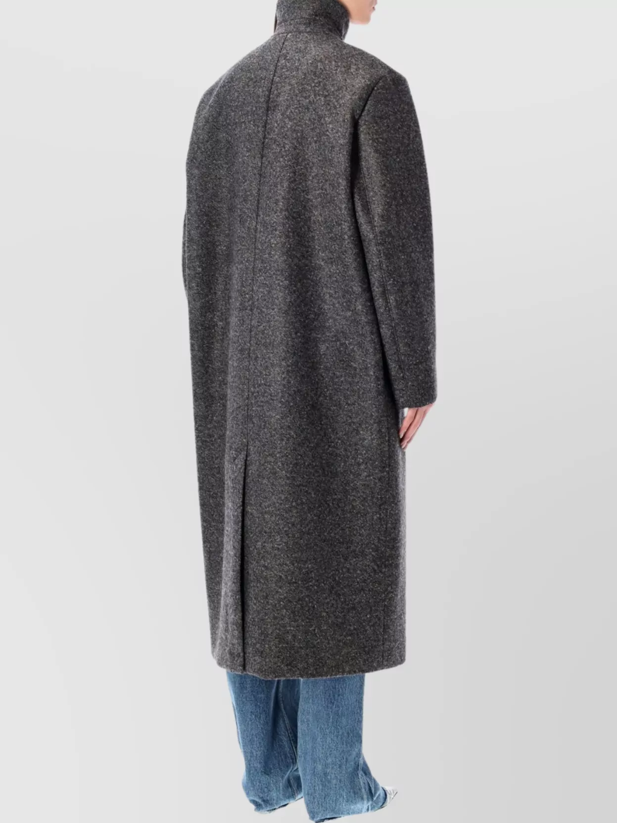 Soeur Long High Collar Coat With Side Pockets In Multi