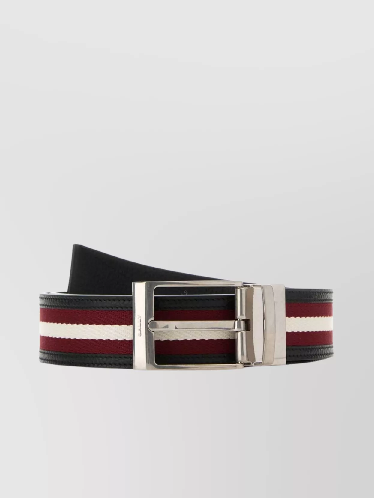 Bally Shiffie Belt With Adjustable Fit And Striped Pattern In Blackredbonepall