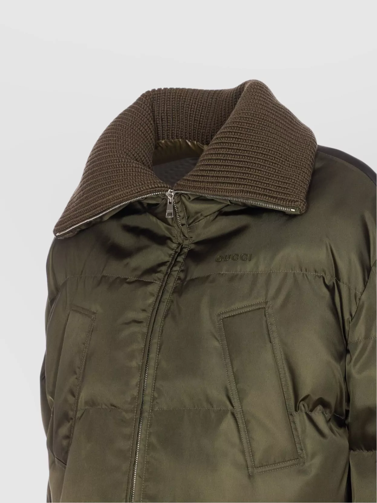 Gucci Cropped Bomber Jacket Drawstring Hem In Green