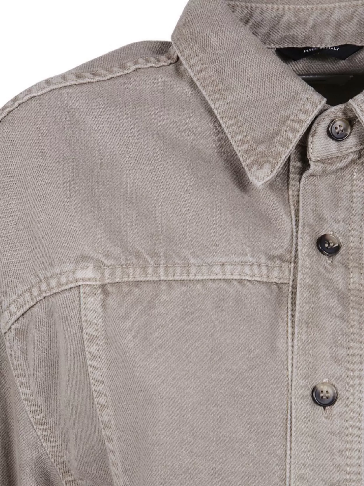 Haikure "Lee" Soft Ecru Collared Jacket With Front And Back Yoke Detail