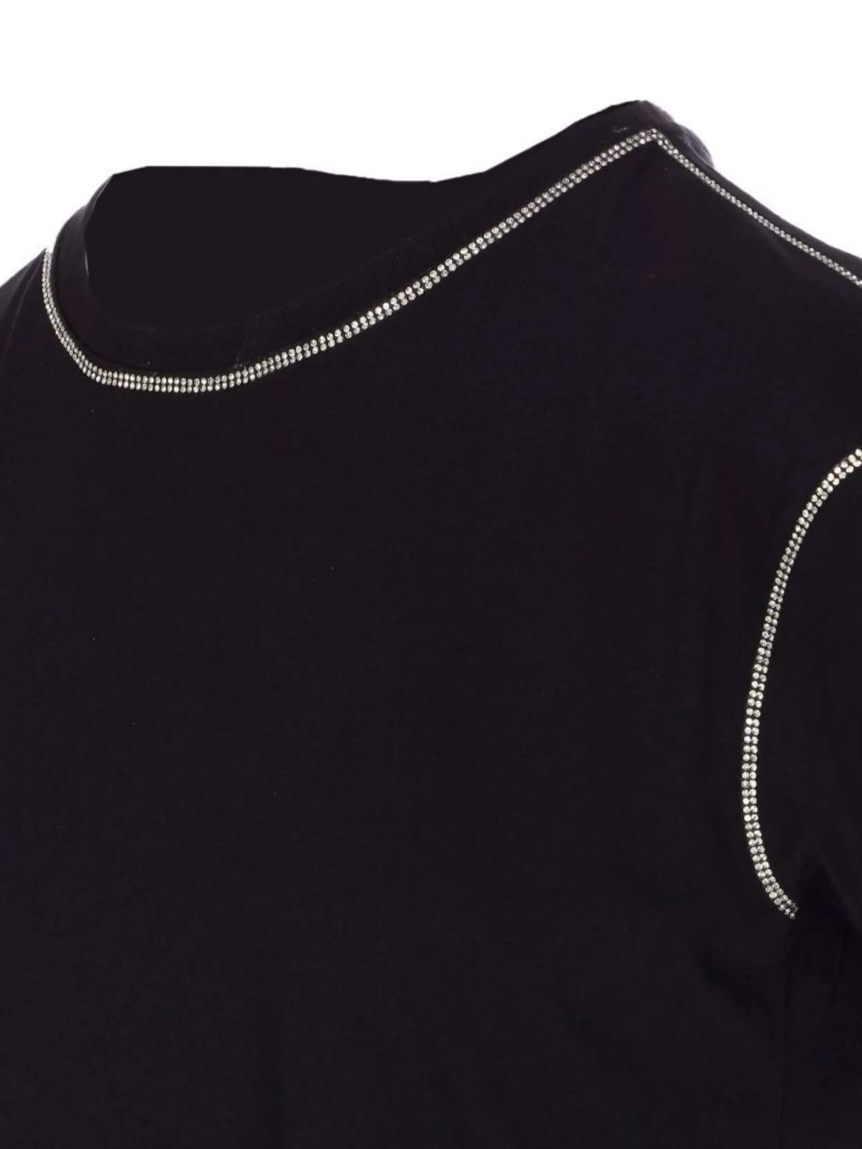 Liu •jo Black T-shirt Embellished With Rhinestones