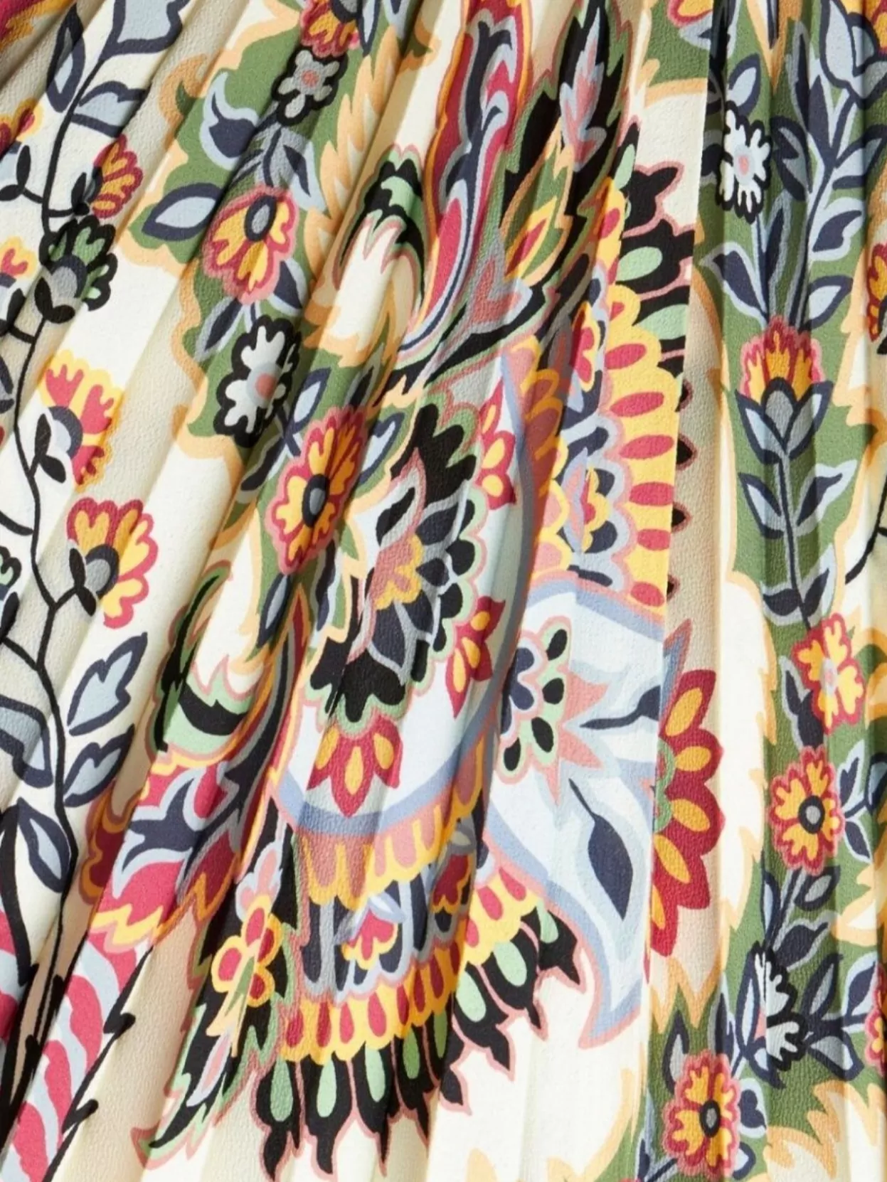 Etro Pleated Floral Paisley Midi Skirt