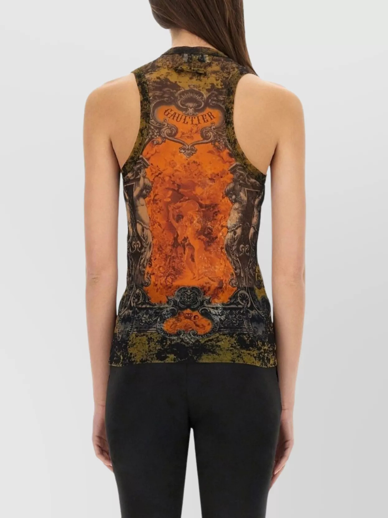 Jean Paul Gaultier Mesh Tank Top Printed Medaillon Woman Multicolor In Multi