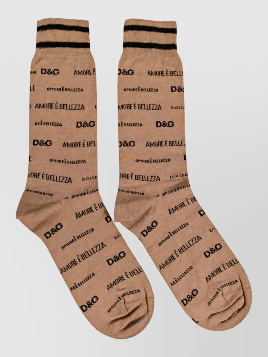 Dolce&Gabbana Cotton Logo Print Mid Calf Socks