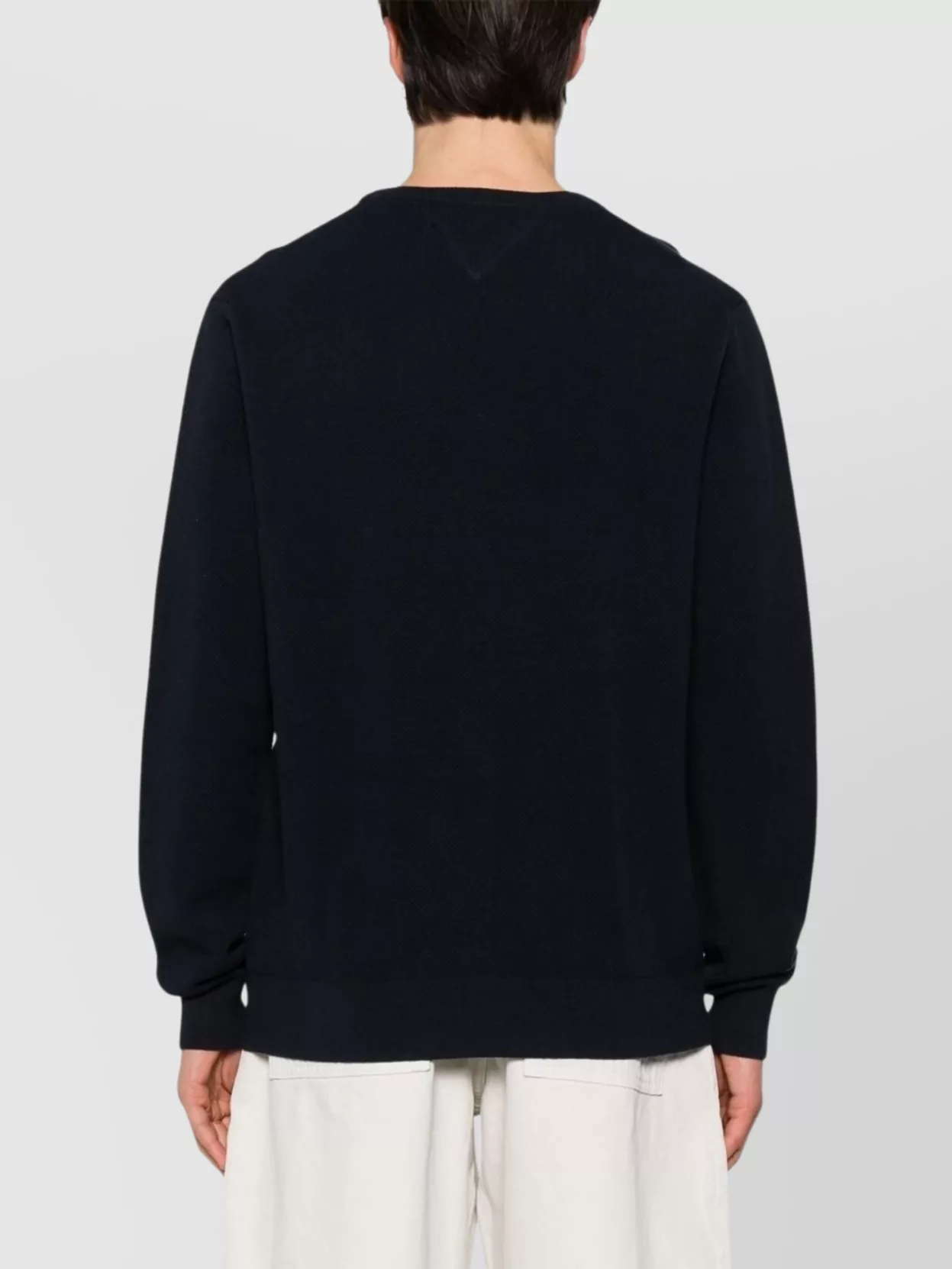 Tommy Hilfiger Crew Neck Cotton Sweater With Long Sleeves In Black