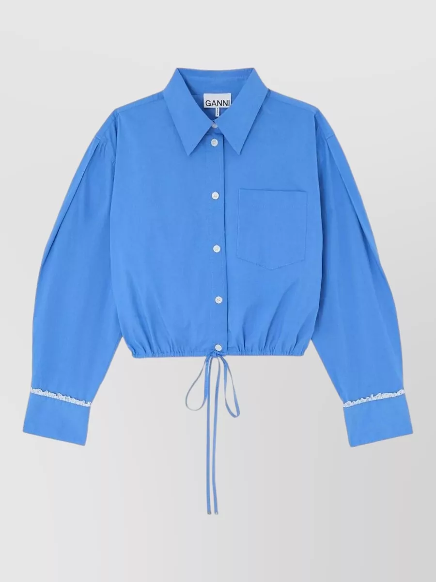 Ganni cropped cotton shirt jacket
