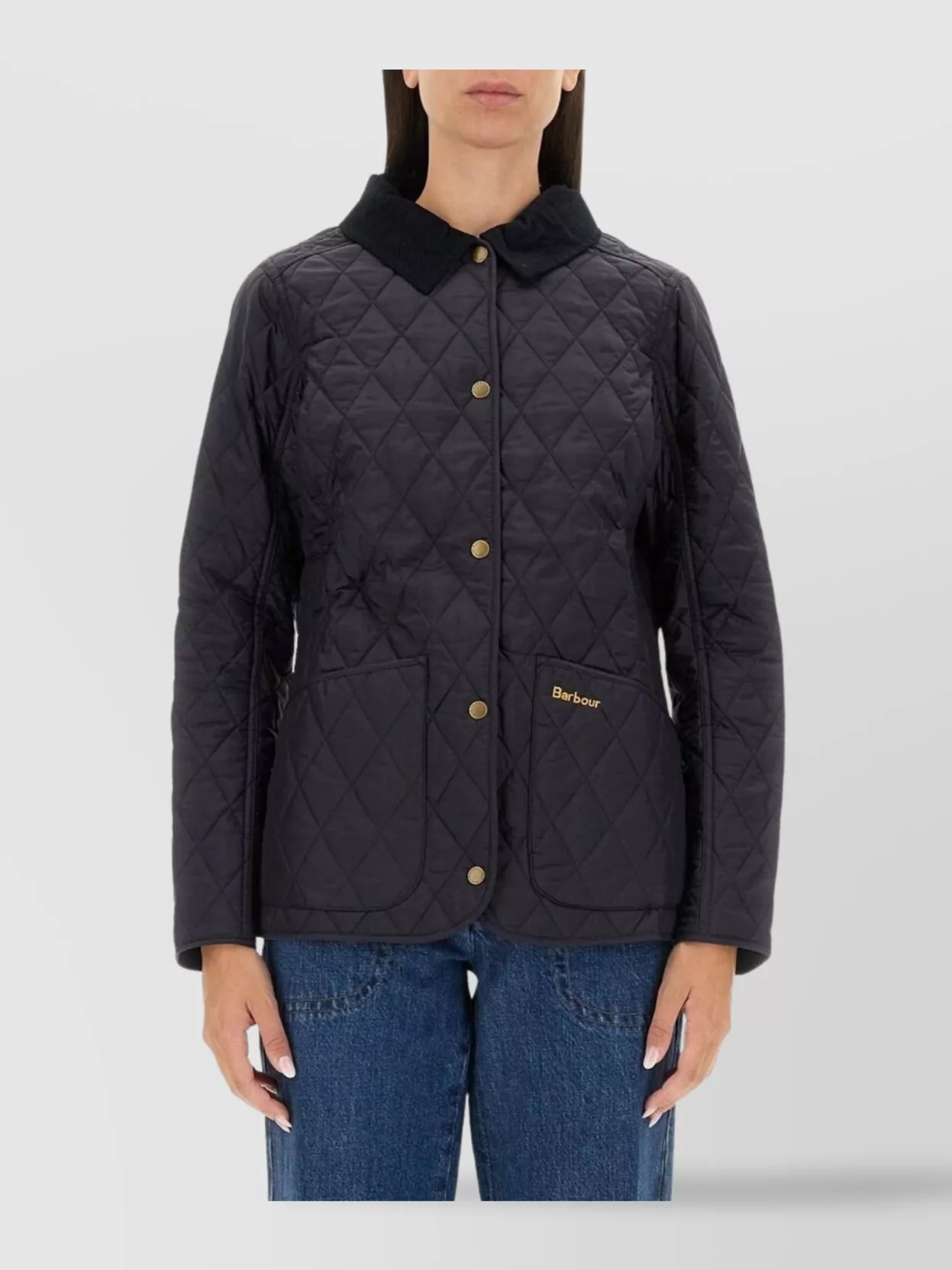 Barbour Annandale Quilted Press-stud Fastened Jacket In Blue