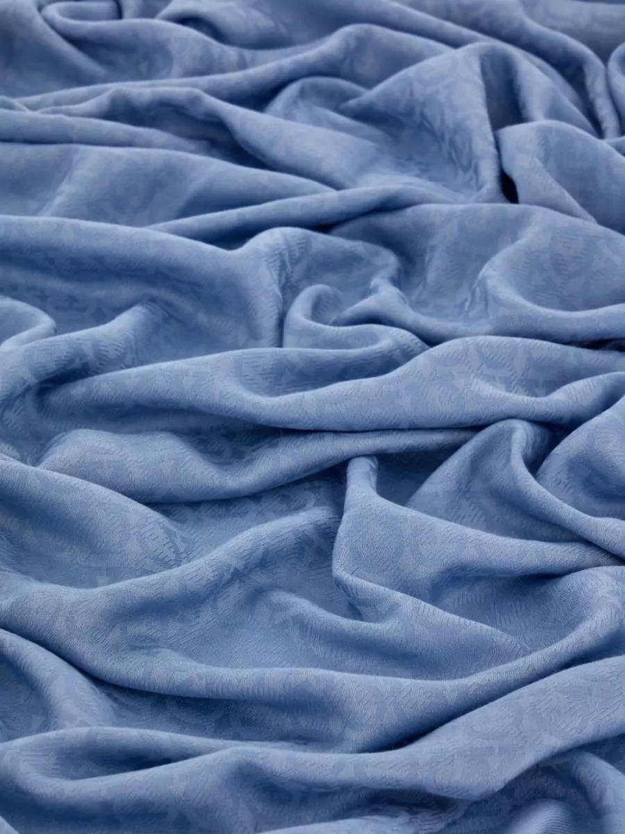 Ferragamo Gancini Silk Wool Stole Fringed Design