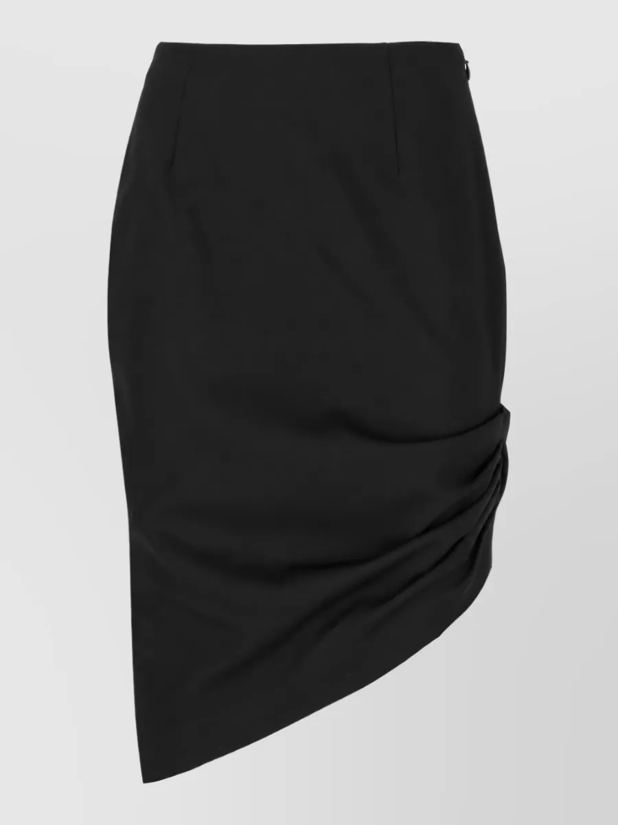 Carolina Herrera virgin wool draped midi skirt