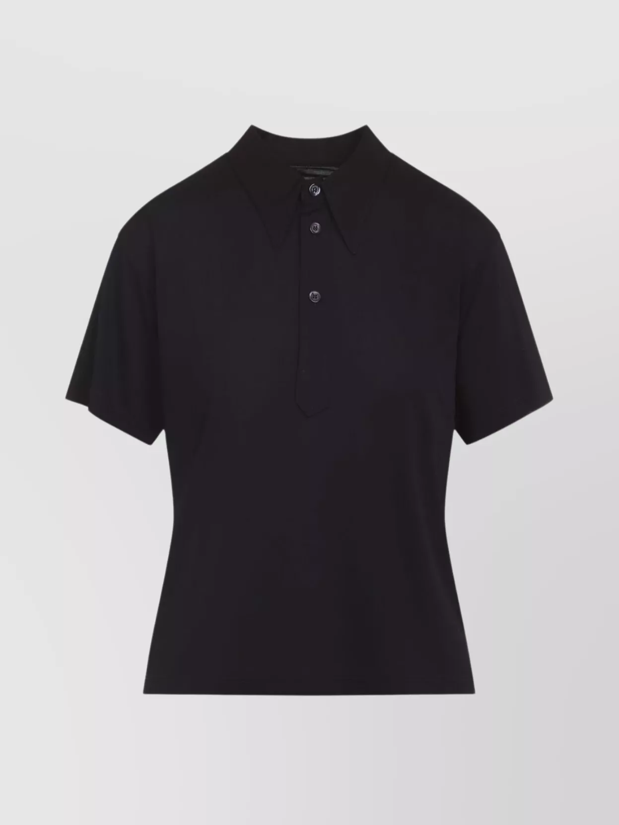 Maison Margiela Polo Shirt With Short Sleeves And Straight Hem In Black